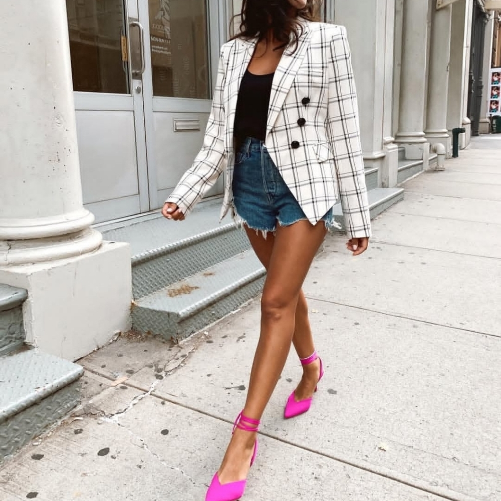 Choosy Blazer Jacket NWT 0 Ivory Cream Plaid Bossgirl Preppy Career Mobwives